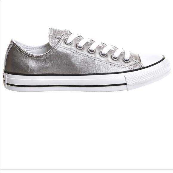 silver leather converse